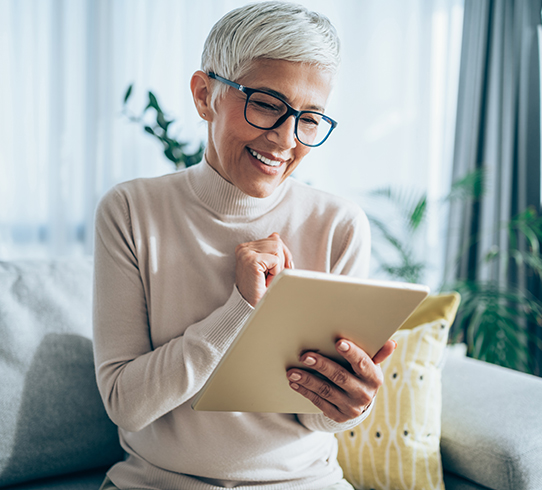 woman using tablet